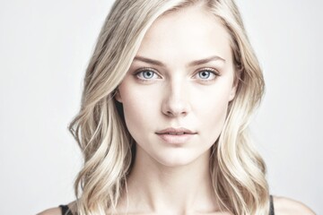 Naklejka premium Portrait of beautiful young blond woman with clean face