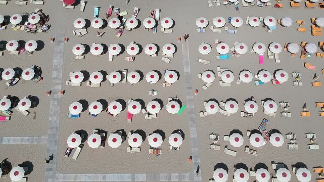 Aerial view of the beach of Rimini, Emilia Romagna, Italy
