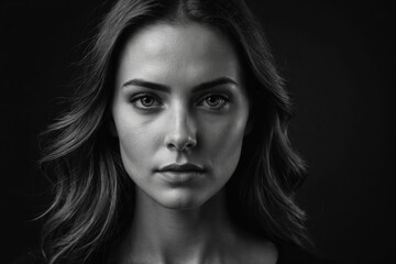 Naklejka premium powerful low key image of a beautiful woman in monochrome