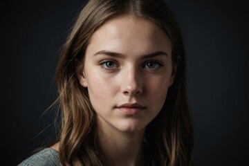 Fototapeta premium Low key portrait of pretty girl in profile