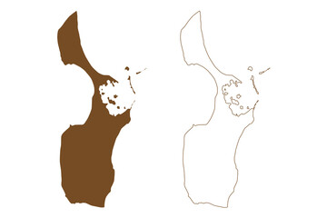 Samso island (Kingdom of Denmark) map vector illustration, scribble sketch The island in the middle map