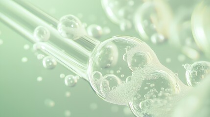 Close-up of bubbles in a test tube, suggesting a scientific or experimental context.