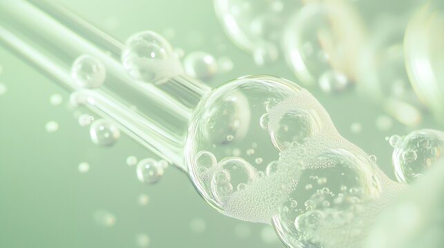 Close-up of bubbles in a test tube, suggesting a scientific or experimental context.