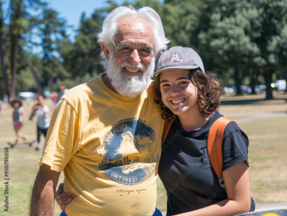 Canvas Prints A man and woman standing next to each other in a park. AI.