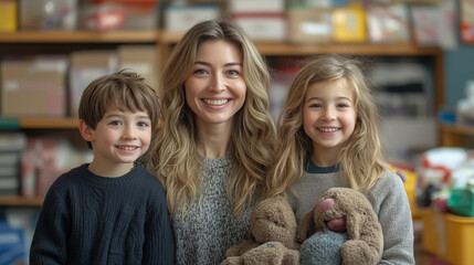 Fototapeta premium A team of volunteers providing support to single parents, organizing childcare and offering emotional support.