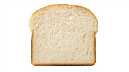 A slice of white bread is shown on a white background