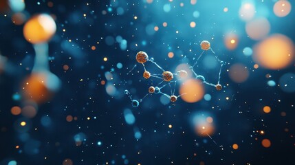 Serene Exosomes: Vibrant Particles Floating in Sapphire Blue Fluid with Gentle Illumination