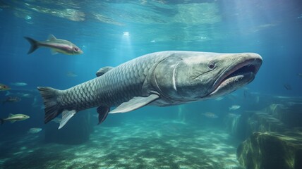 Arapaima fish swimming ocean underwater picture