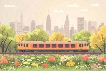 Obraz premium Train Journey Through Cityscape