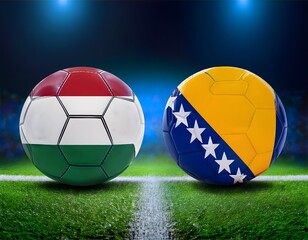 Fototapeta premium Banner Football Hungary vs Bosnia Herzegovina