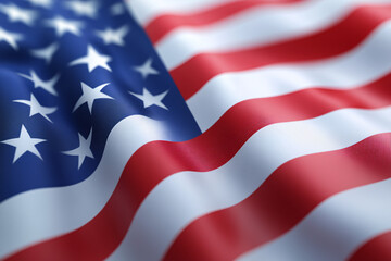 Obraz premium waving american flag close-up with flowing red white and blue stripes creating a patriotic display