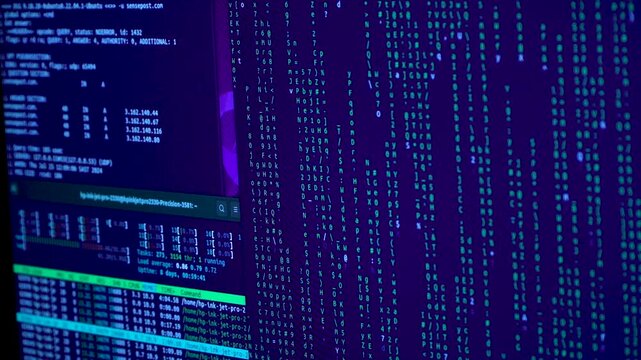Computer hacking code on a screen