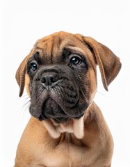 Obraz premium ブルマスティフの子犬のポートレート（Bullmastiff puppy portrait on white background） 