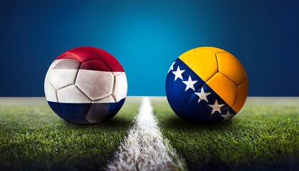 Fototapeta premium Banner Football Netherlands vs Bosnia Herzegovina