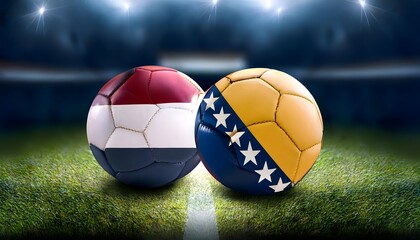 Fototapeta premium Banner Football Netherlands vs Bosnia Herzegovina