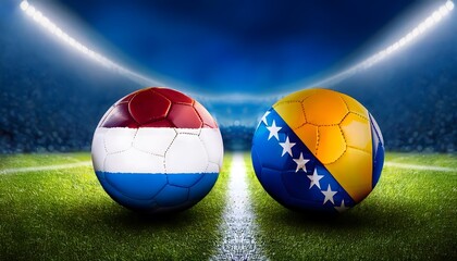 Fototapeta premium Banner Football Netherlands vs Bosnia Herzegovina