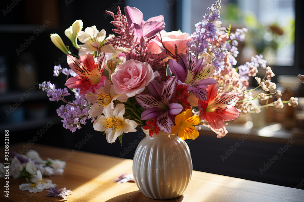 Wall mural a bouquet of mixed wildflowers brings a touch of nature indoors. concept of floral arrangements and 