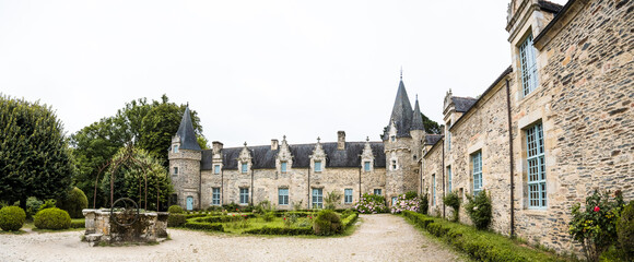 Rochefort-en-Terre Chateau panorama, Brittany, France