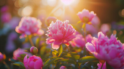 vibrant pink peonies in an outdoor