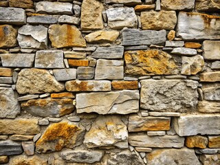 Obraz premium Weathered grey stone wall with intricate textured patterns, roughened by age and weather, features subtle cracks and faded organic tones.