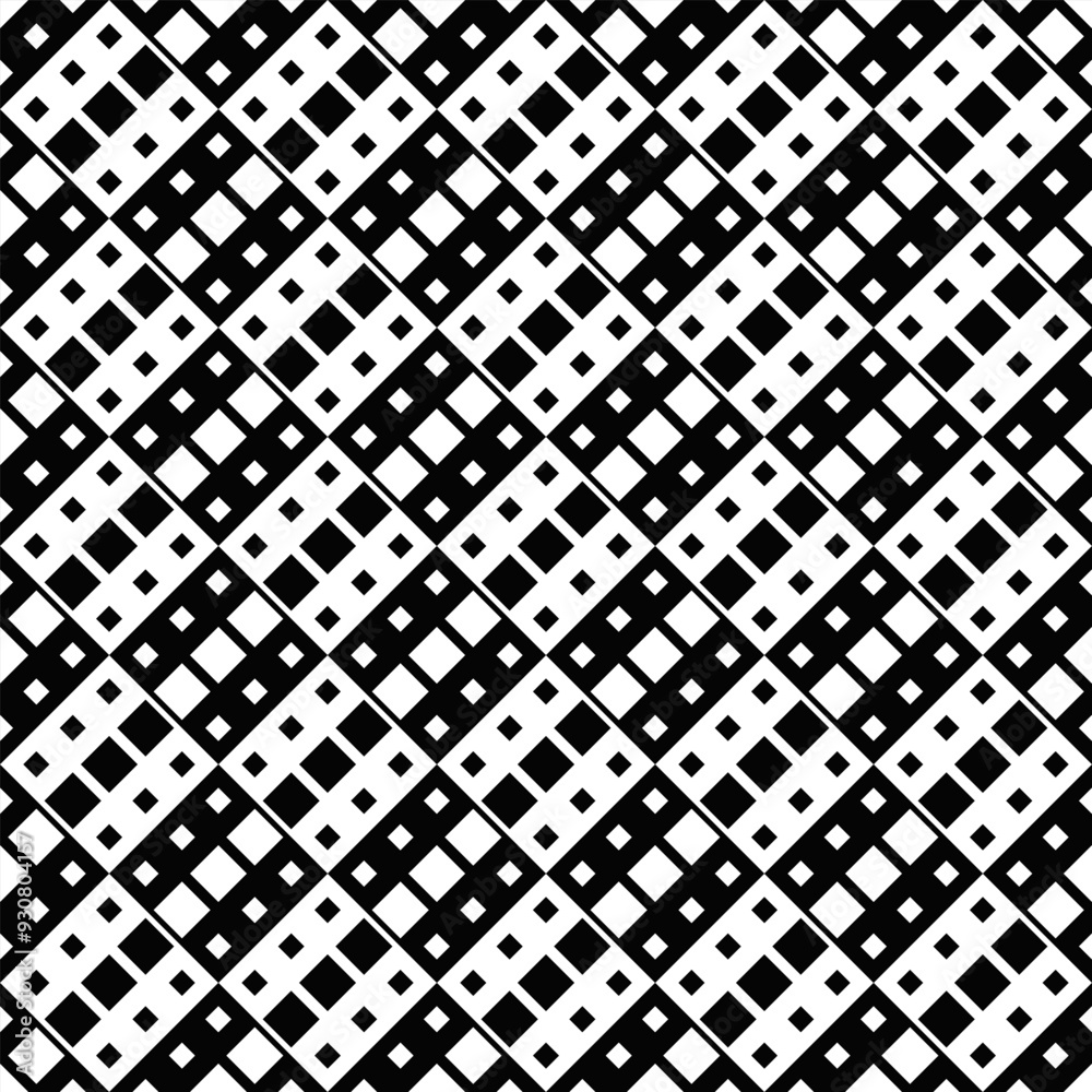 Poster square pattern background - abstract black and white vector design from diagonal squares