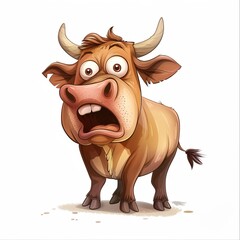 Cow Surprise emotion fantasy animal cartoon isolated whitebackground