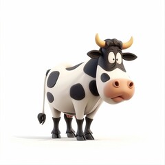 Cow Wood element animal cartoon isolated whitebackground 16:9