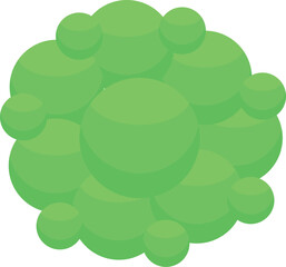 Many green spheres are forming an abstract shape representing a molecular structure, a virus or bacteria