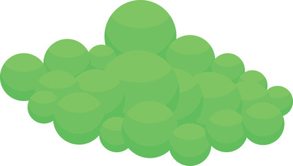 Group of green spheres is forming a big round shape on white background