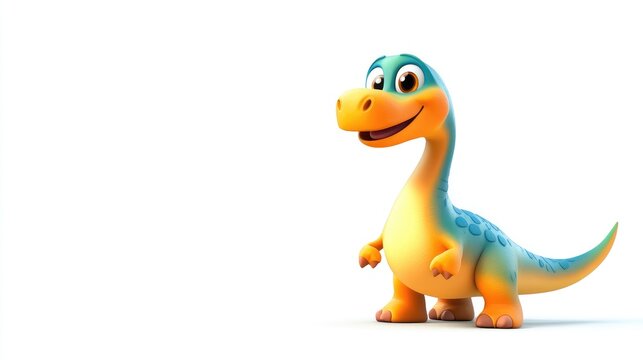 cute cartoon dinosaur, orange and blue, smiling clip art preview