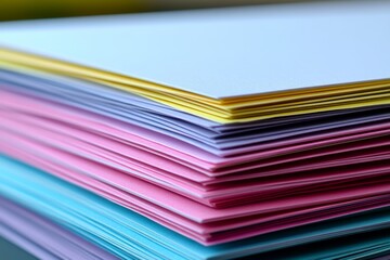 Stack of colorful paper edges creating a vibrant and textured artistic background