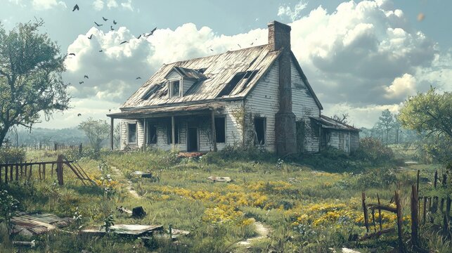 Post Apocalyptic Abandoned House Concept Art