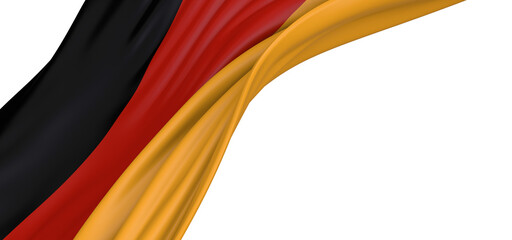 A dramatic close up of the German flag flowing in the wind
