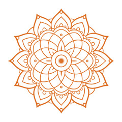 Vector flower line art mandala design with white background.