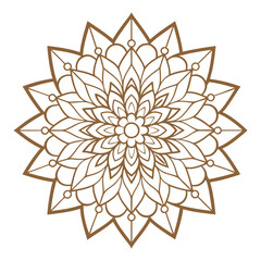 Obraz premium Vector flower line art mandala design with white background.