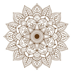 Vector flower line art mandala design with white background.