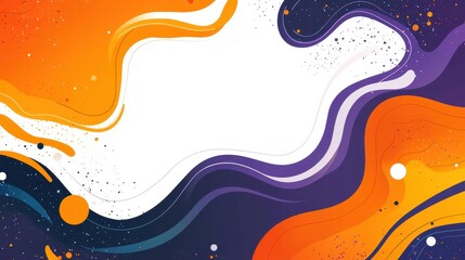 Abstract Orange and Purple Swirls Background with White Space