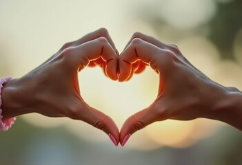 Fototapeta premium Hands Making Heart Shape with Pink Nail Polish