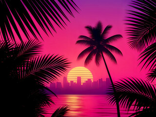 trees at sunset