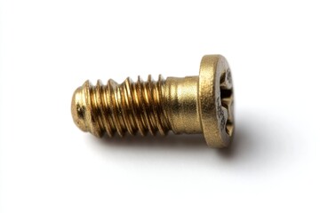 Close-up of a Gold Screw on a White Background