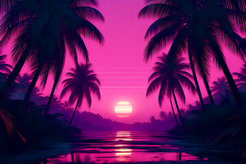 palm trees at sunset