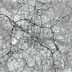 Obraz premium Map of Durham in North Carolina in grayscale. Contains layered vector with roads water, parks, etc.