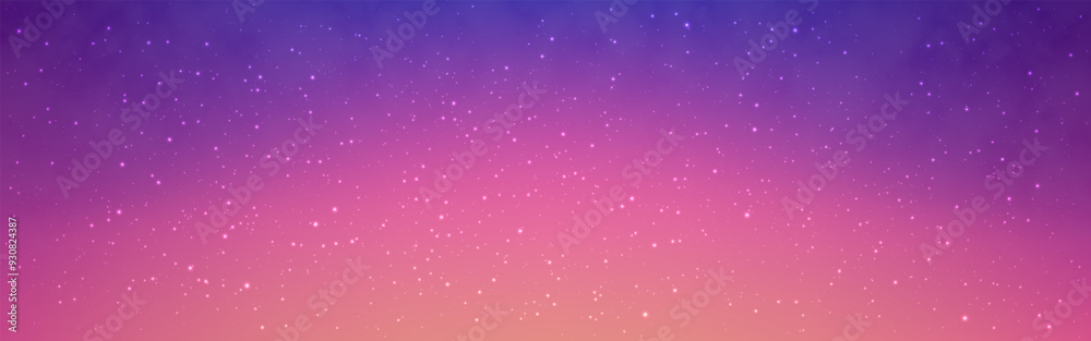 Wall mural starry sky background. wide sunset texture with stars. beautiful night poster with nebula clouds. so