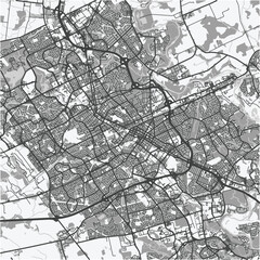 Obraz premium Map of Kitchener in Canada in grayscale. Contains layered vector with roads water, parks, etc.