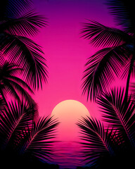 Obraz premium palm trees at sunset