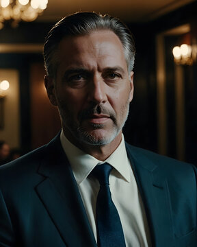 Retrato hombre de negocios maduro con traje y corbata