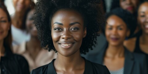 Obraz premium Office leadership, management, and teamwork can be diverse and happy. Faces of varied, proud executives with professional goals