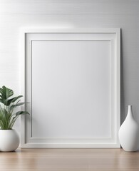 White frame mockup close up, 3d rendering