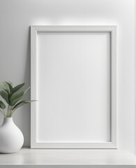 White frame mockup close up, 3d rendering