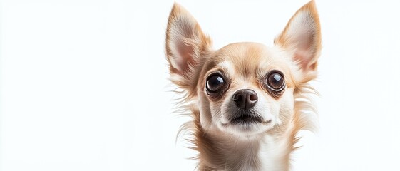 Obraz premium A close-up portrait of a Chihuahua with expressive eyes and a soft fur coat.